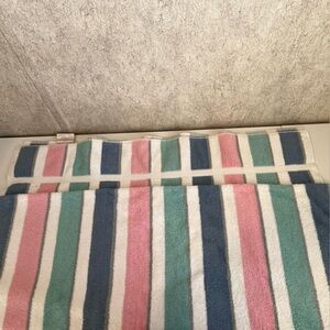 Vintage Beach Towel Centennial Stripe Pink Blue Green Cotton 34x64